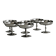 6 matte stainless steel footed bowls