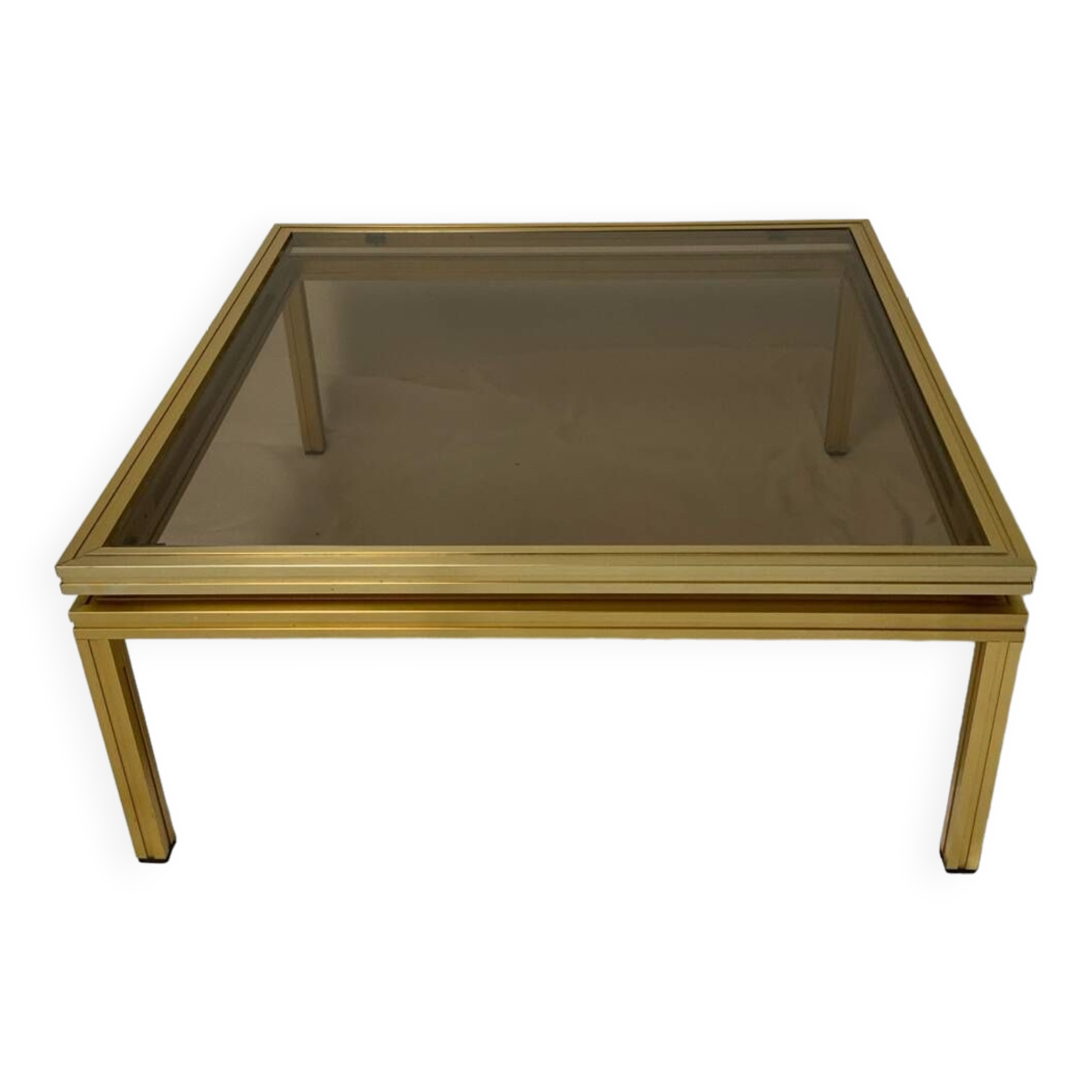Glass and brass coffee table
