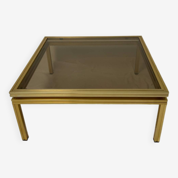 Glass and brass coffee table