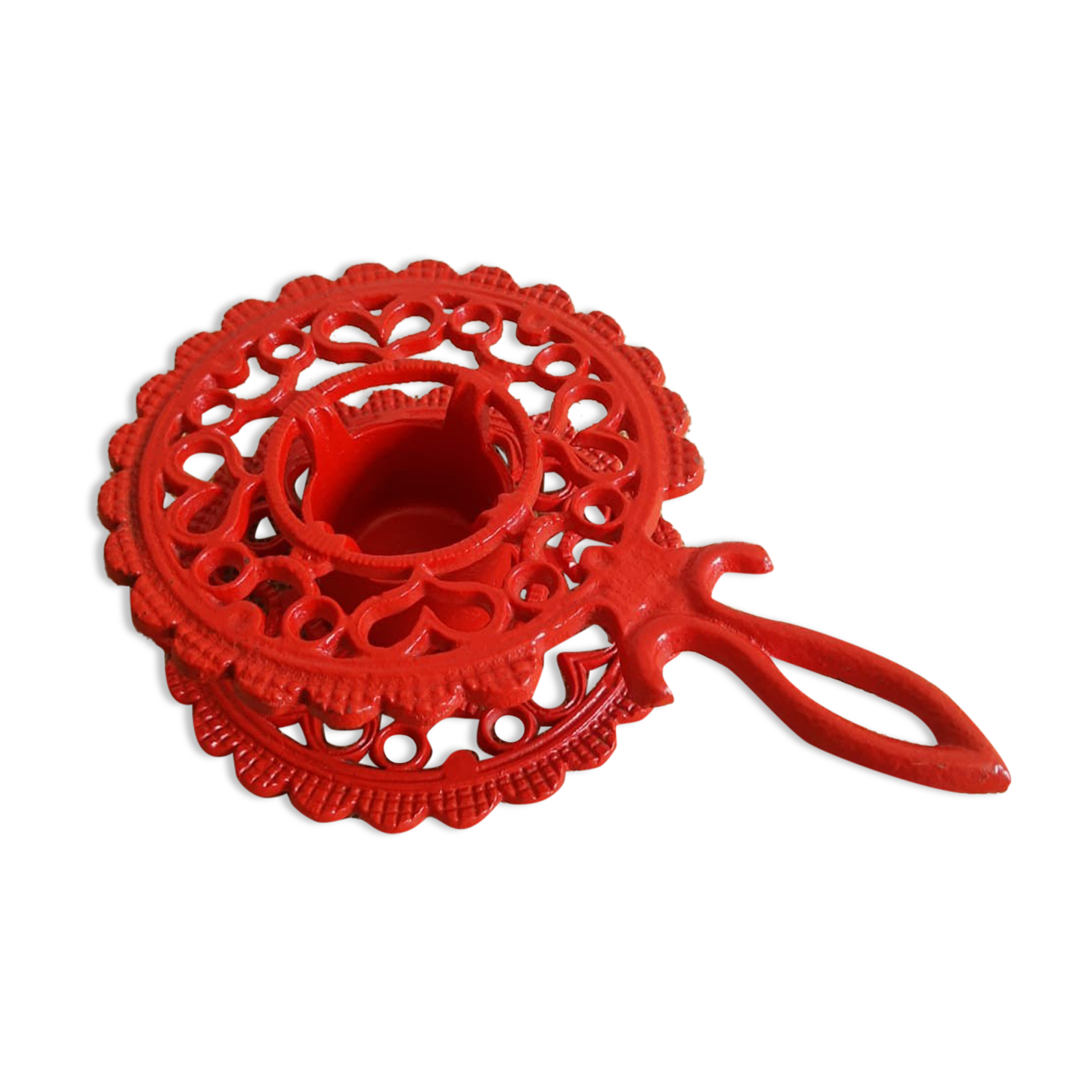 iron candle holder vintage red cellar rat