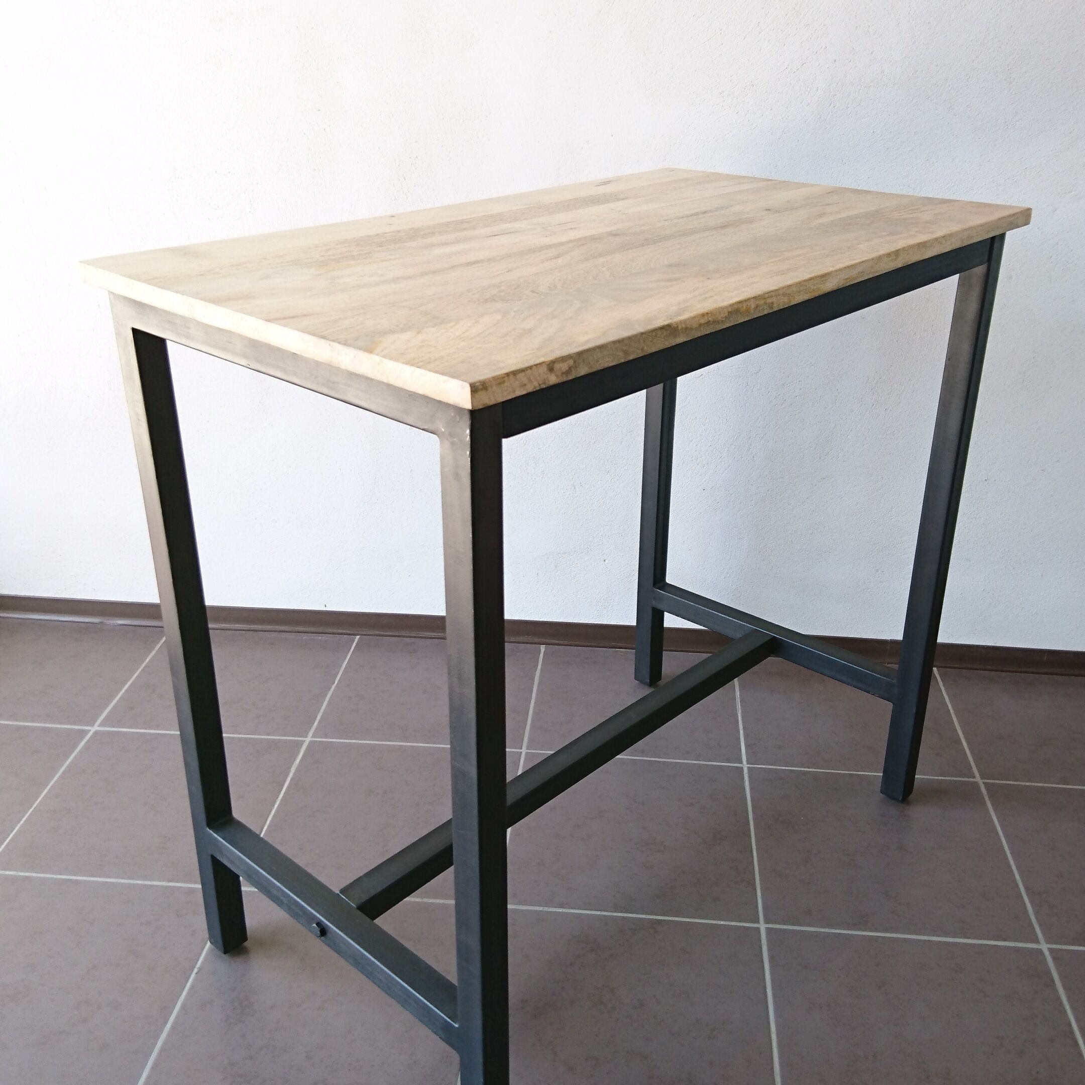 Metal and wood industrial high table