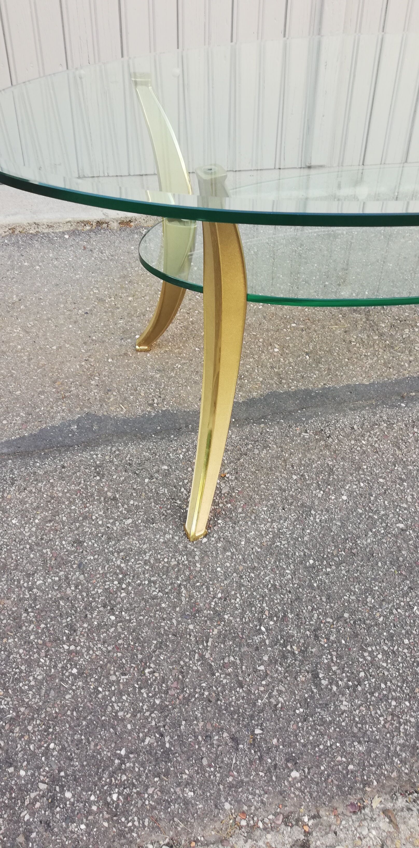 Vintage bronze and glass coffee table