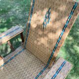 Antique wicker and hazel chaise longue