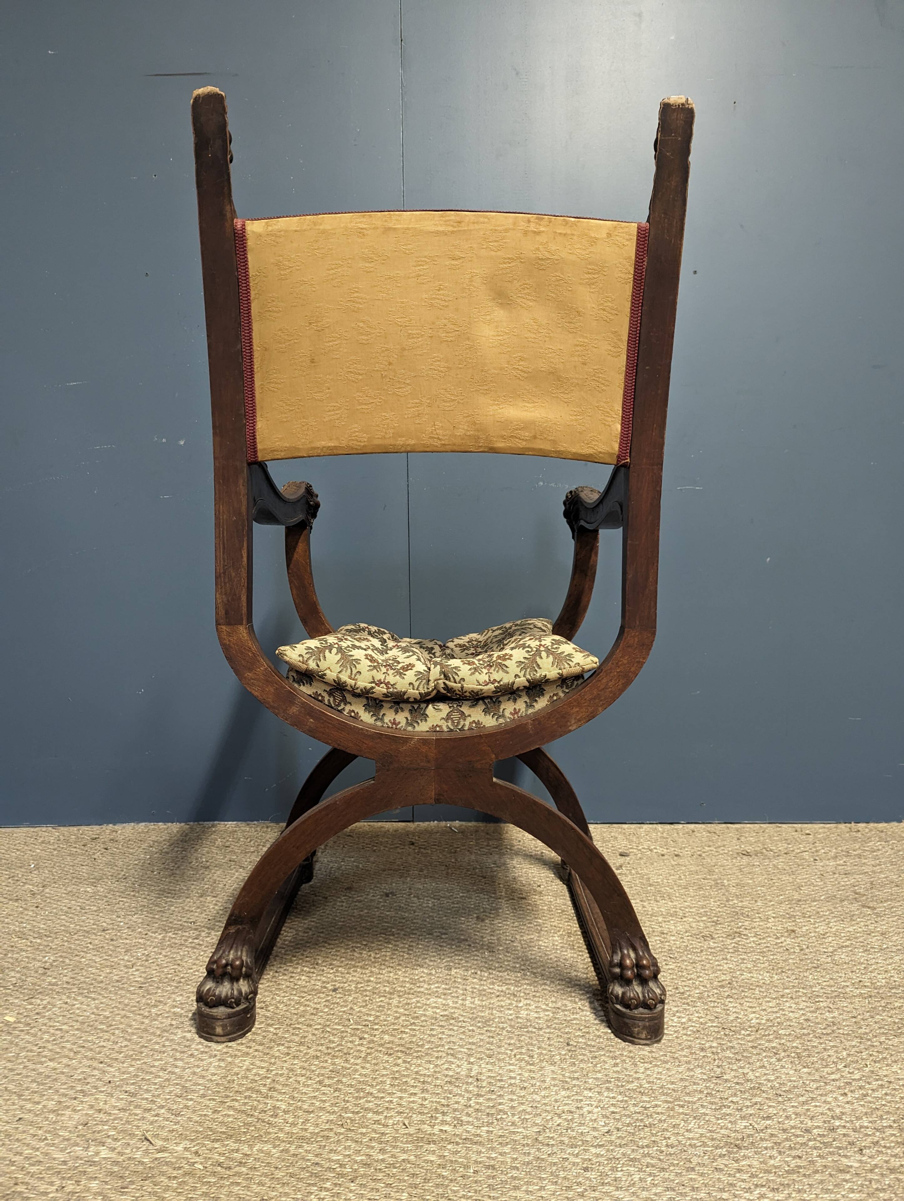 Pair of Renaissance style walnut armchairs