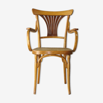 Fauteuil bois-courbé de Kohn ,1905 canné N° 196 à palmette