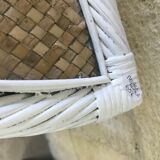 Rattan corner shelf and white and natural wicker