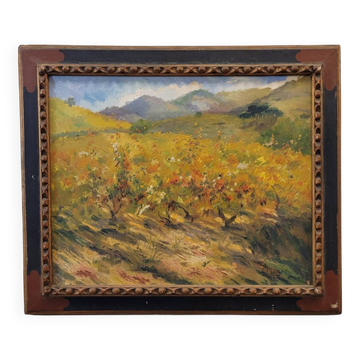 Óleo sobre lienzo “Setembre”, Francesc d'Assis Planas Doria, Escuela catalana, pp. s. XX - Cataluña,