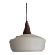 Teak and opaline suspension by Louis Kalff for Philips, Netherlands, 1960