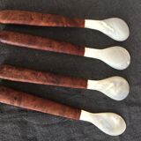 Set of 4 spoons in mother-of-pearl and rosewood