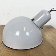 Lampe à suspension industrielle en émail gris, années 1960