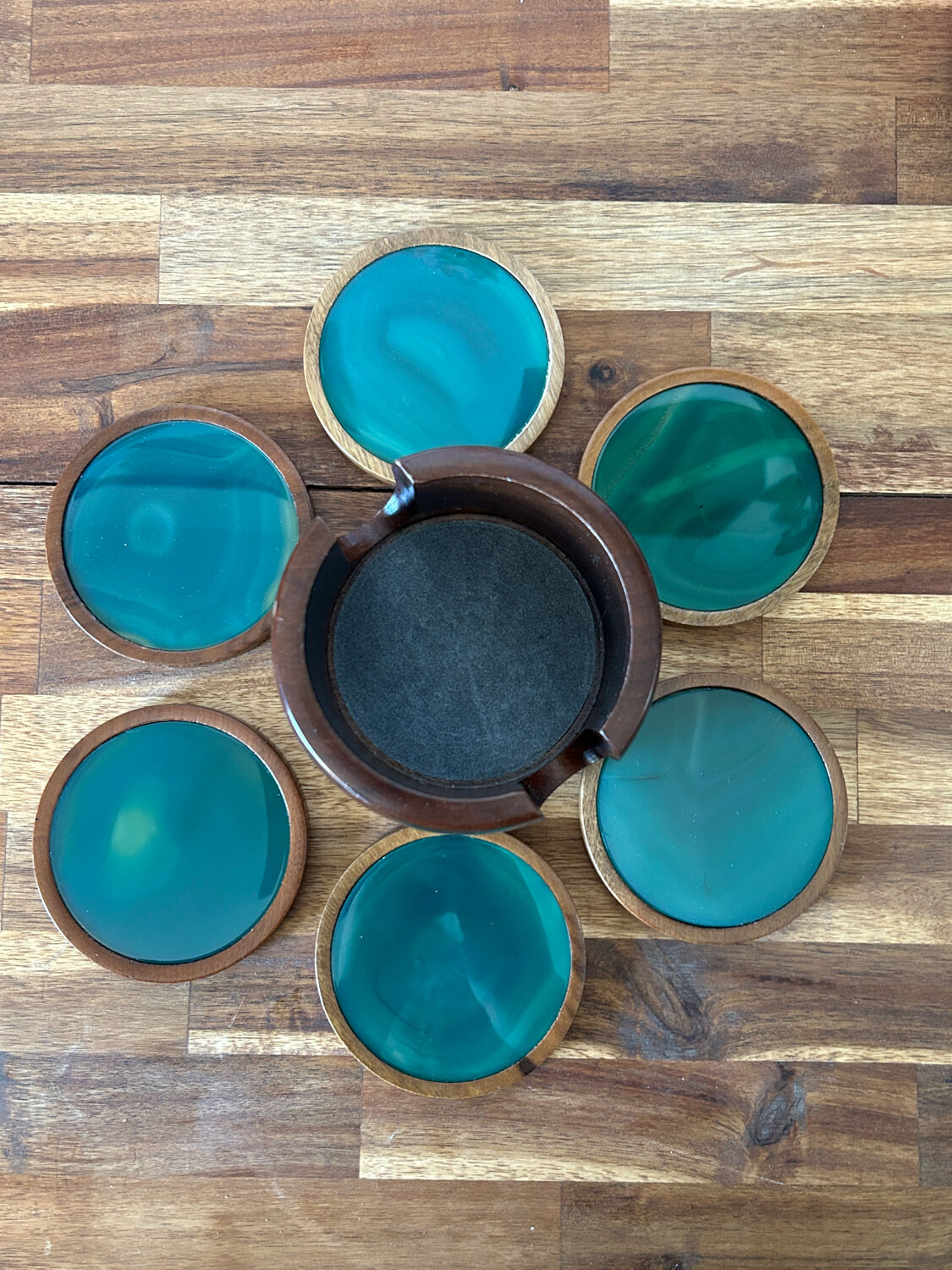 Sous verres en agate verte années 80