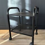 Vintage black metal rolling dessert trolley
