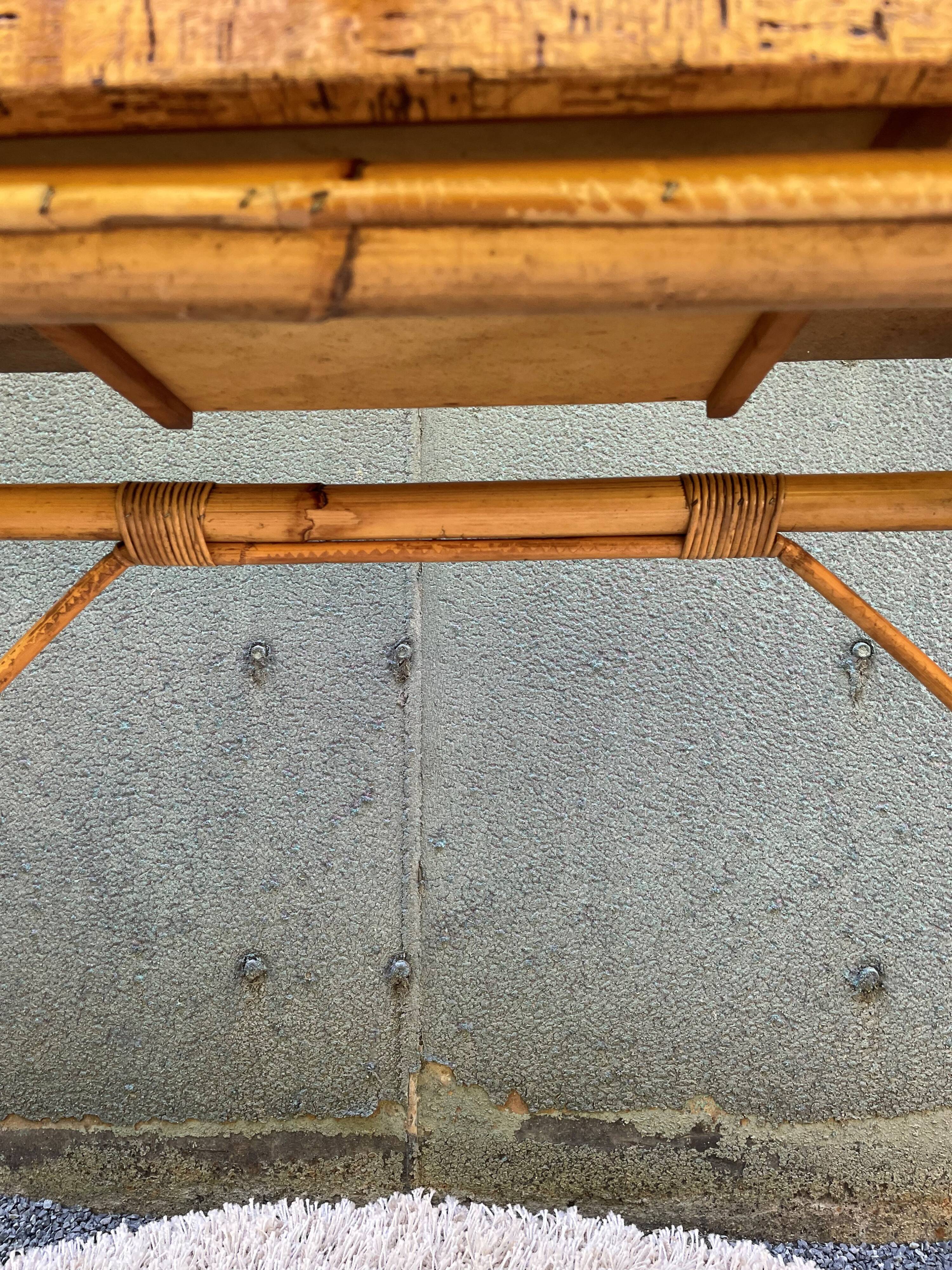 Vintage cork and rattan desk