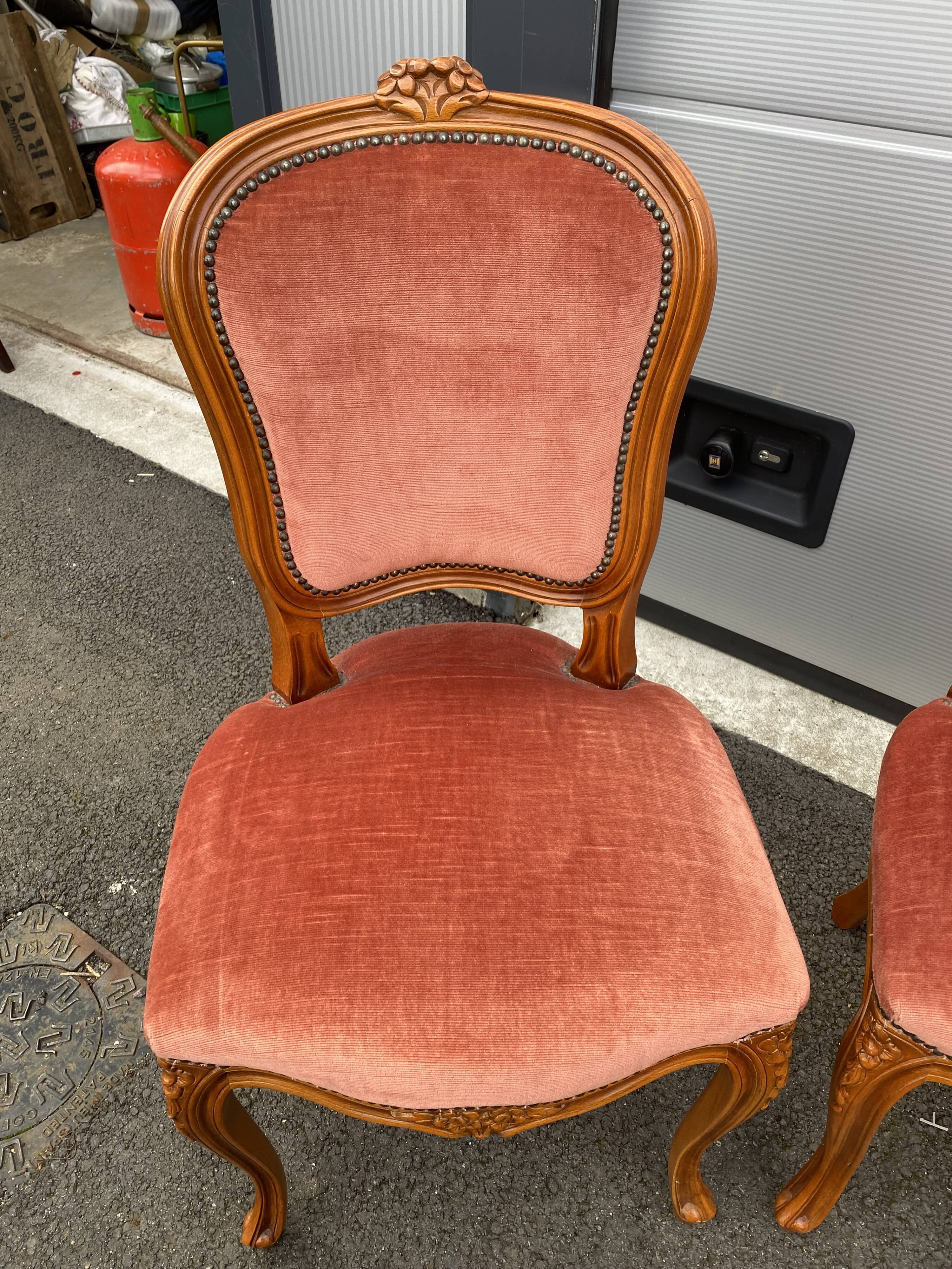 6 chairs Louis XV red style