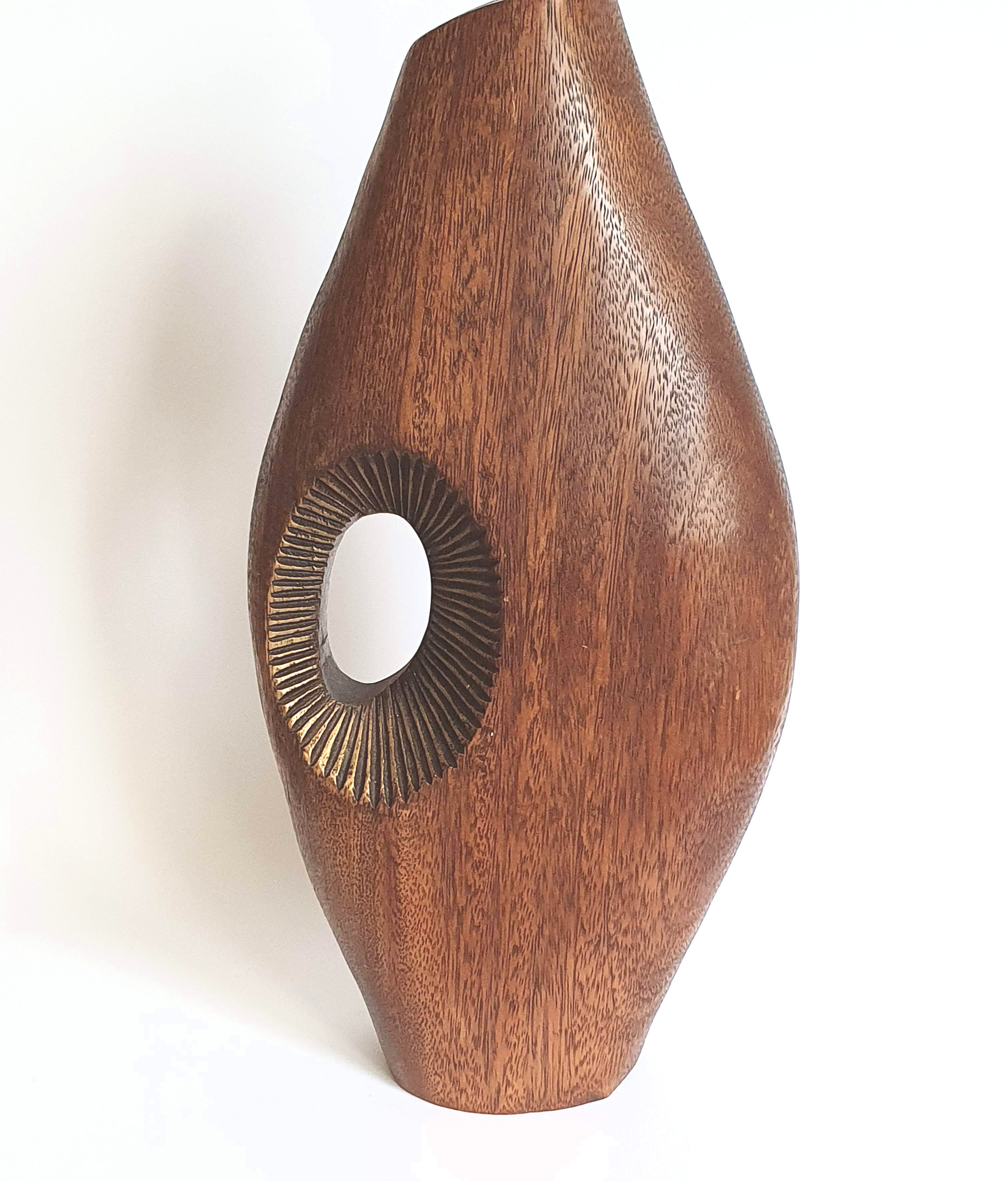Scandinavian design teak vase 70s