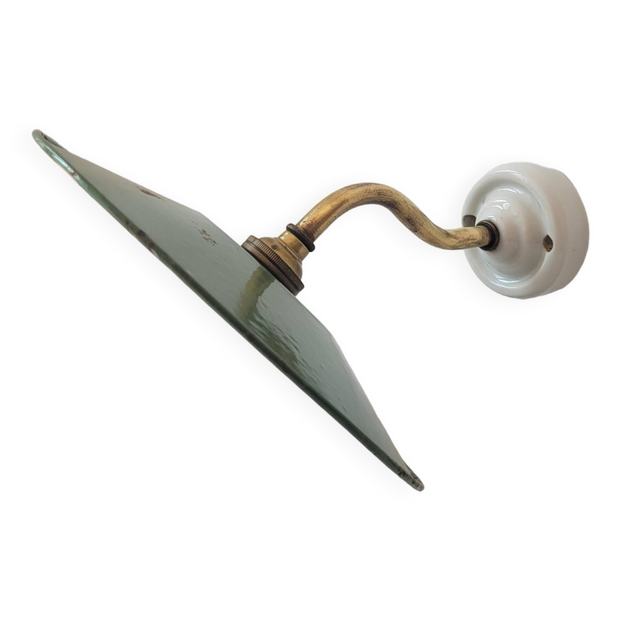 Swan neck wall light in enameled sheet metal