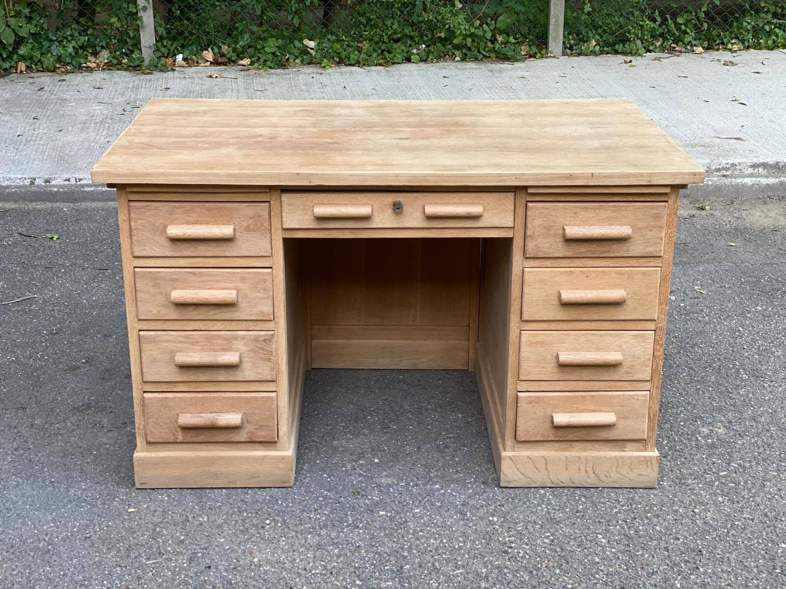Renovated 19th century solid oak administrative office 127cm