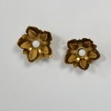 Pair of vintage flower wall lights, gilded metal, France, 1970.