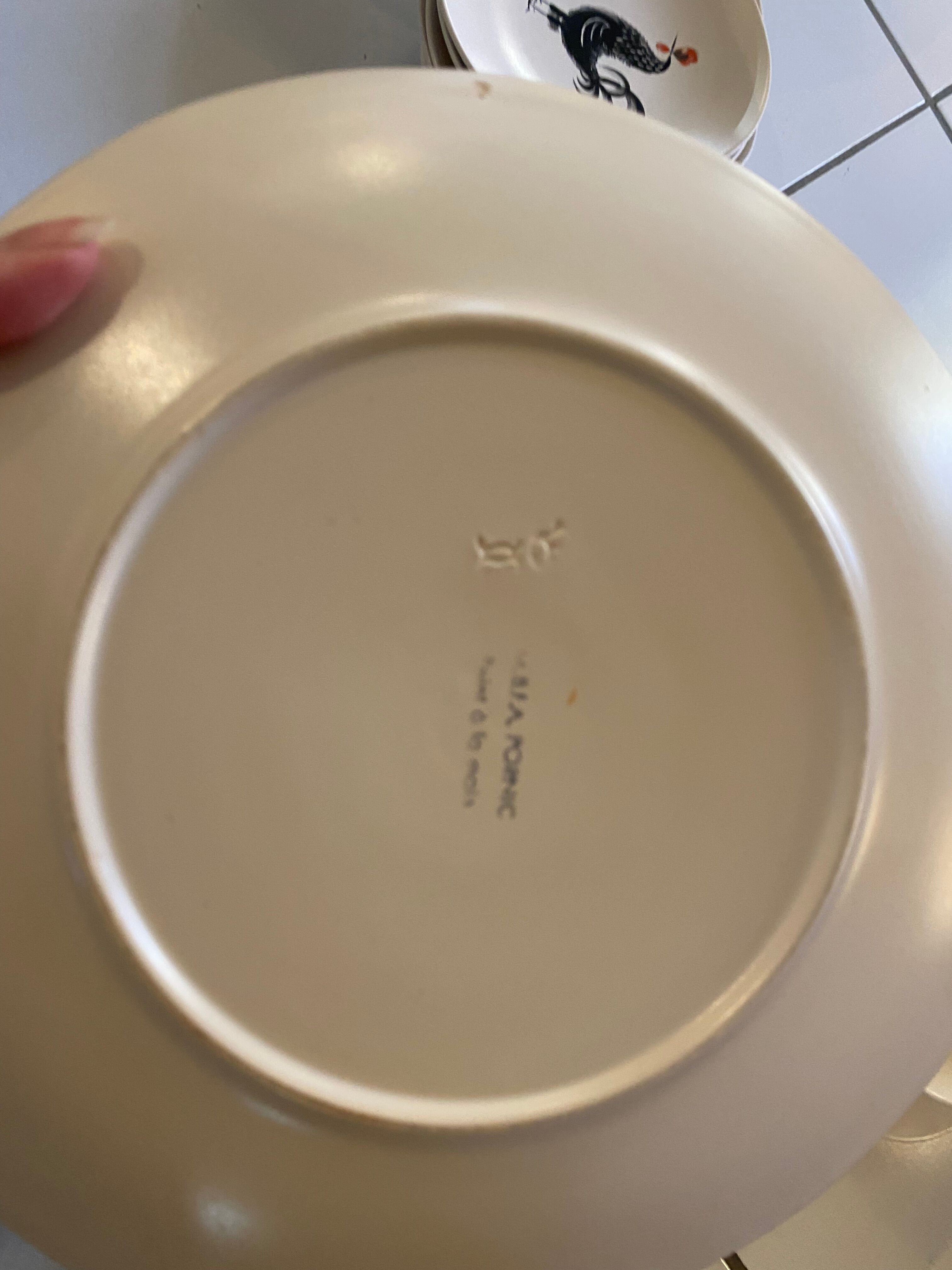 Service coq signed faience pornic 1960s