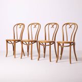 Thonet / Radomsko heart chair, set of 4, hand woven cane, Poland, circa 198