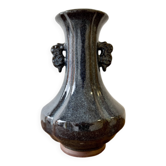 Chinese Studio Pottery Vase with Flambe Glaze
