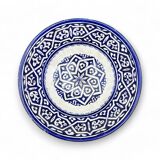 Moroccan ceramic handcrafted flat salad bowl from the city of Fez in Morocco
