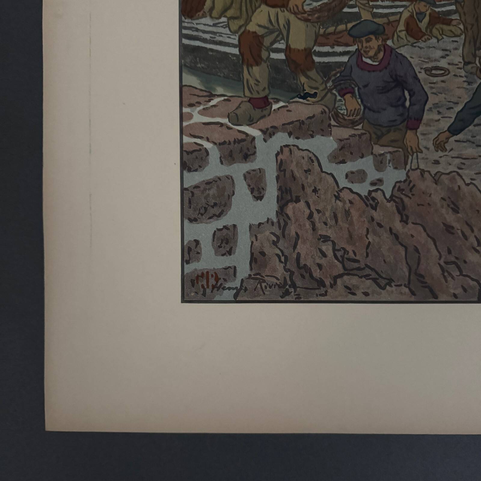 Lithographie par Henri Rivière Au Vent de Noroît - Le Port