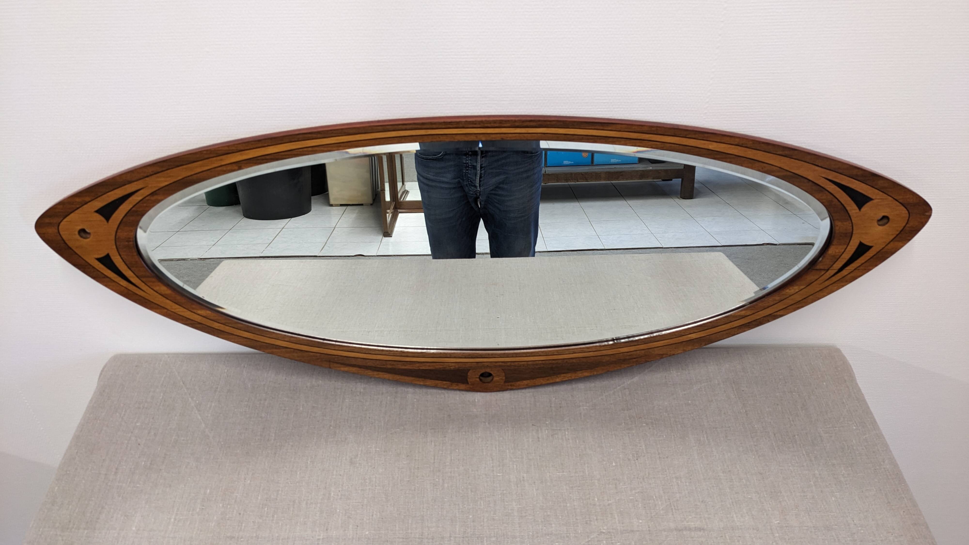 Miroir Art déco XL en marqueterie de bois