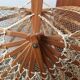 Vintage foldable basket made of bamboo and cotton threads
