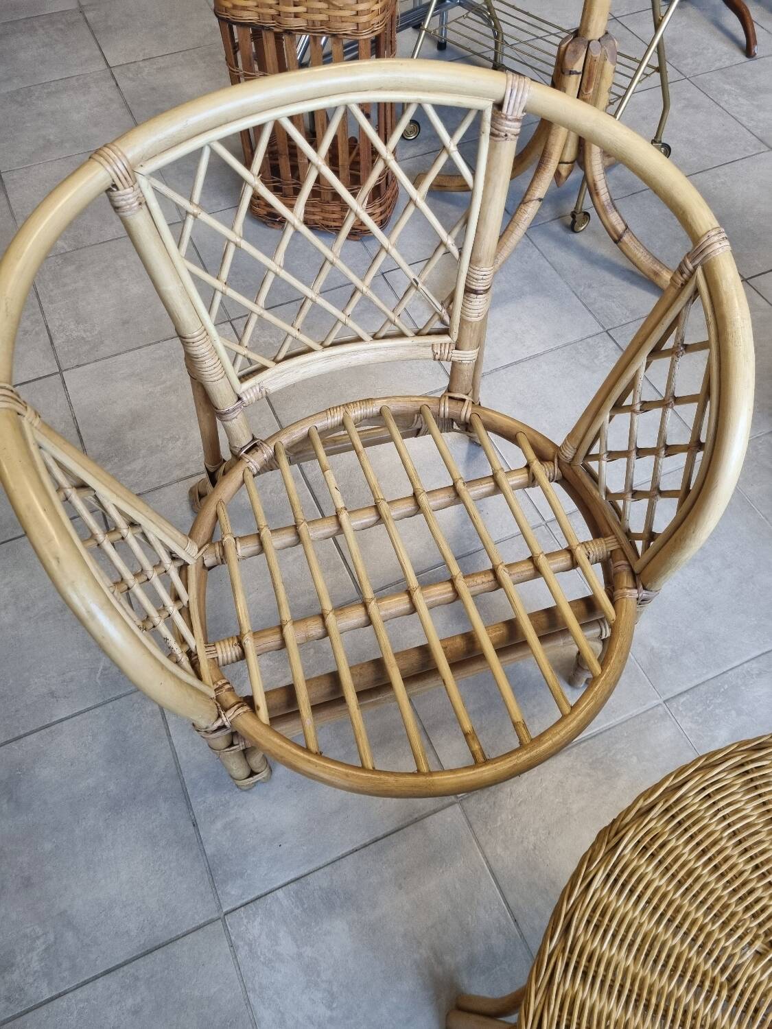 Vintage bamboo rattan garden furniture