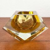Vintage Italian Sommerso yellow glass bowl, Murano, 1970s.