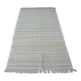 Tapis kilim berbère minimaliste beige écru fait main en laine