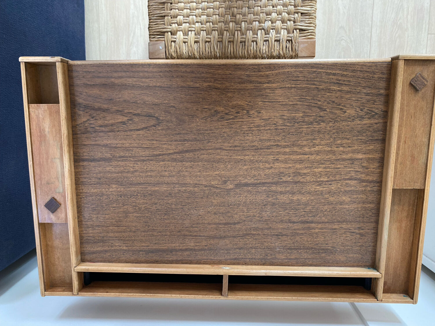 Vintage folding desk in wood and metal – 1960s
