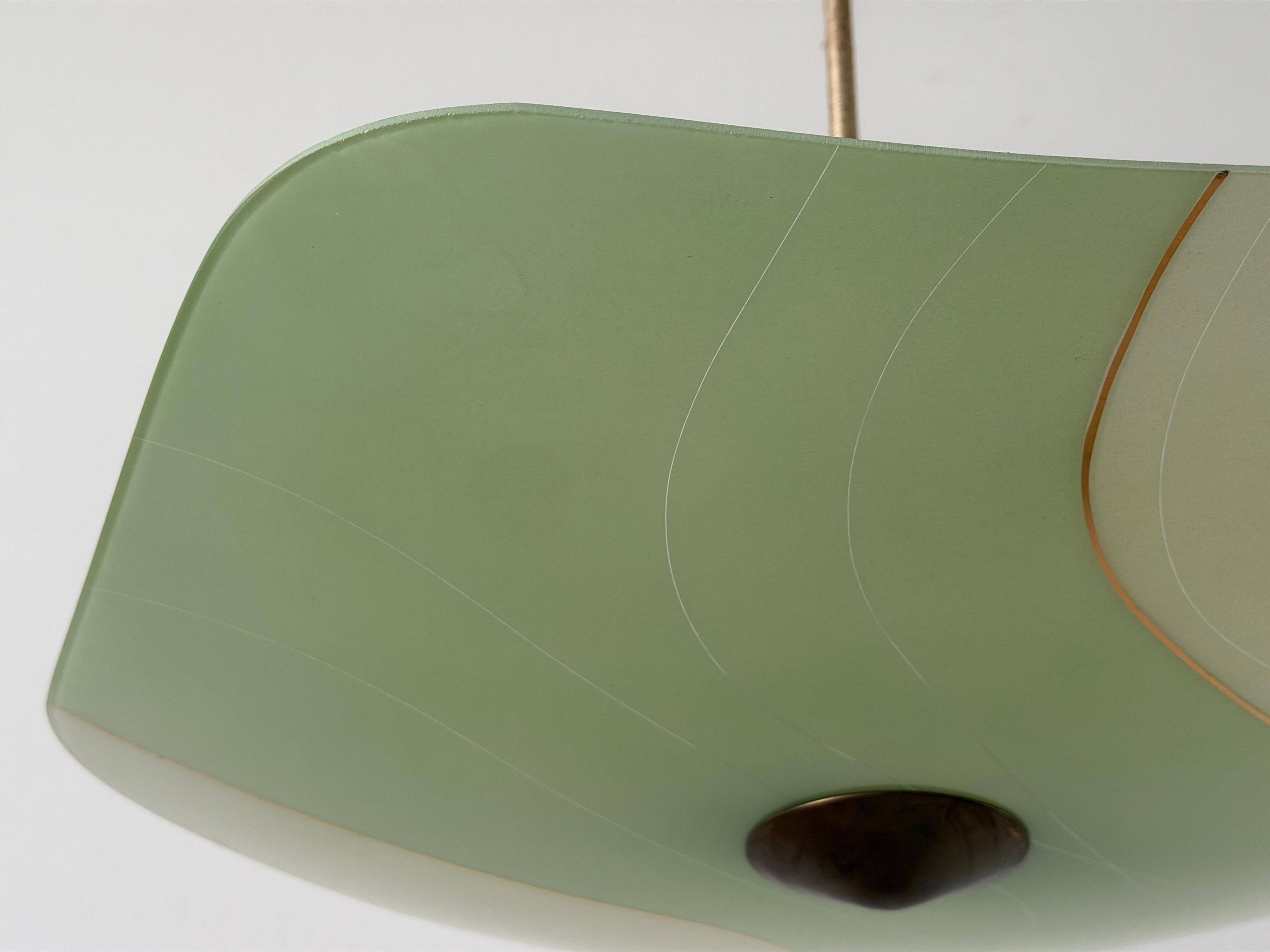 Art Deco pentagonal green glass ceiling light, 1940s, Germany