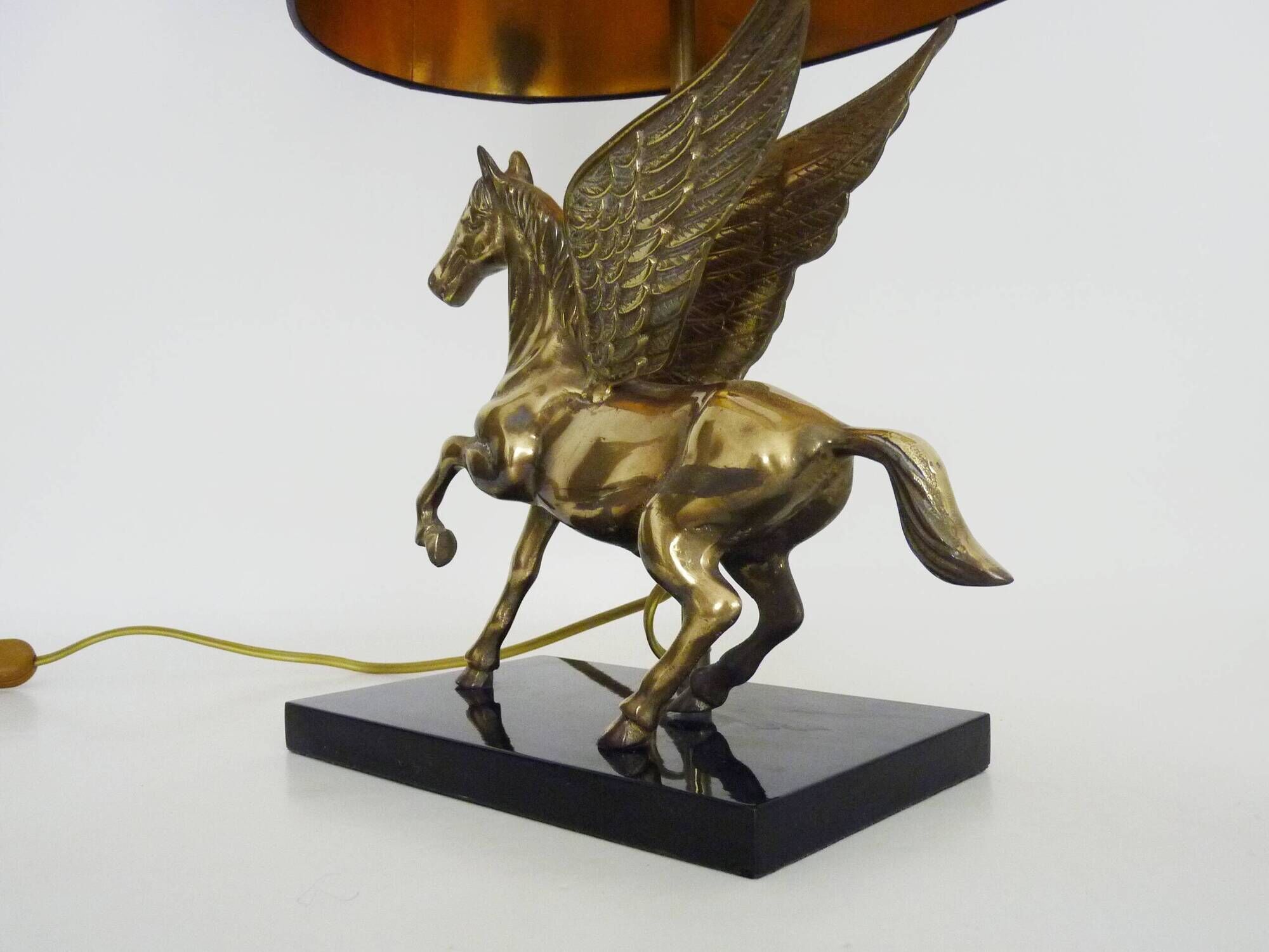 Maison Charles style winged horse desk lamp in vintage brass 1980s