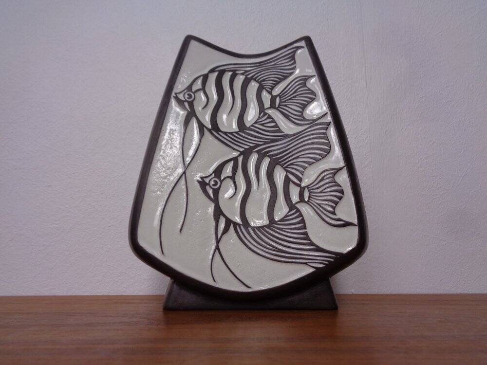 Studio ceramic vase with fishes from Carstens / Goldscheider, 1950s