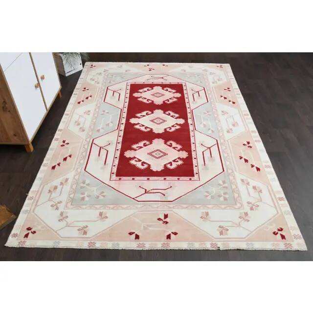 1970s Vintage Turkish Hand-Knotted Wool Cotton Beige Area Rug 190x270