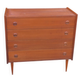 Scandinavian-style teak chest of drawers from the 1970s with 4 drawers.