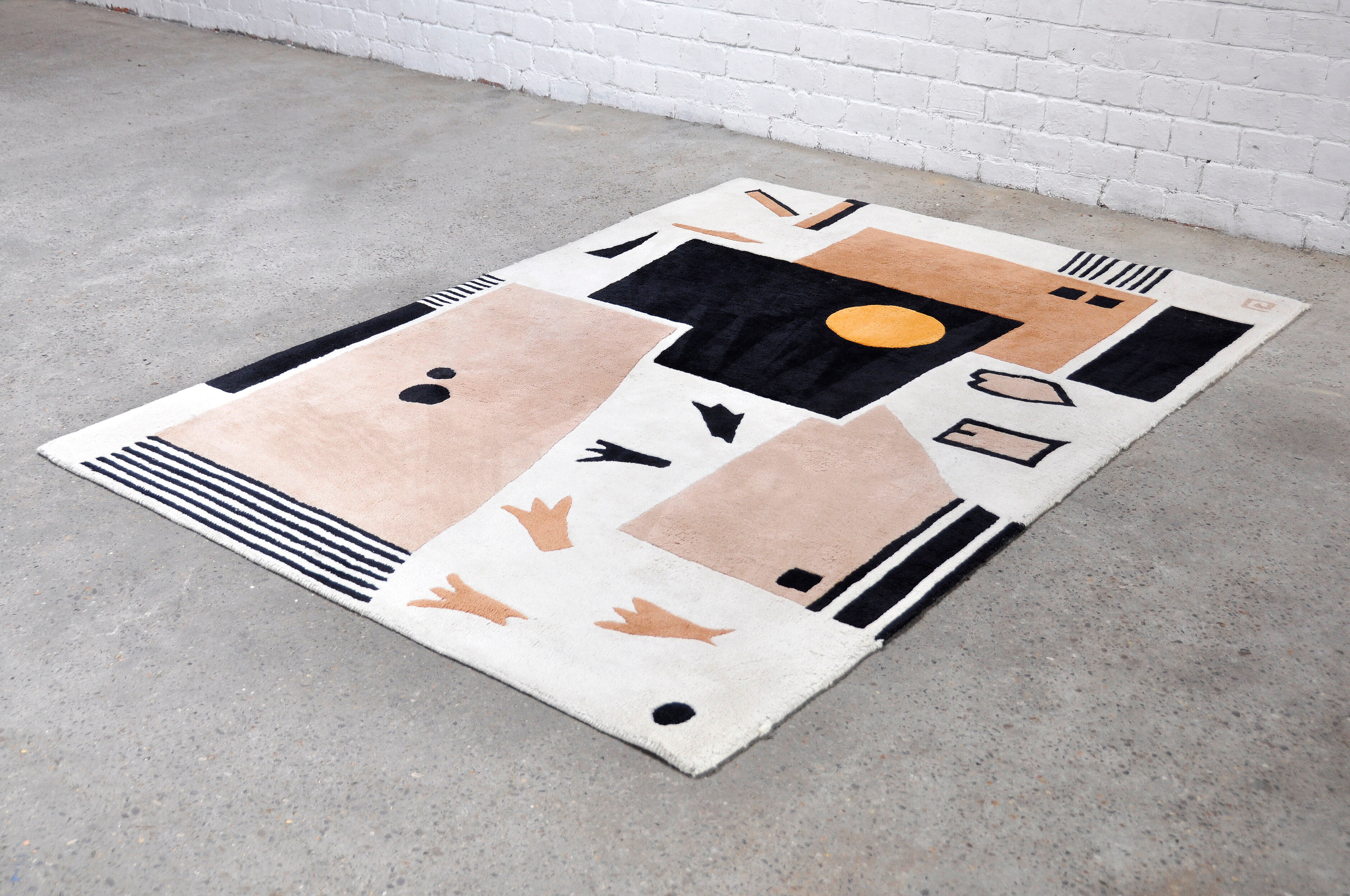 Vintage Handwoven Rug with Abstract Design, 1980s