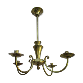 Lustre en laiton vintage 1950