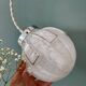 Vintage art deco globe pendant light in white and silver Clichy glass