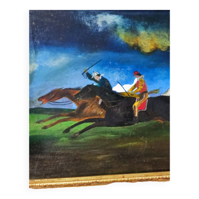 Tableau courses de chevaux XIX