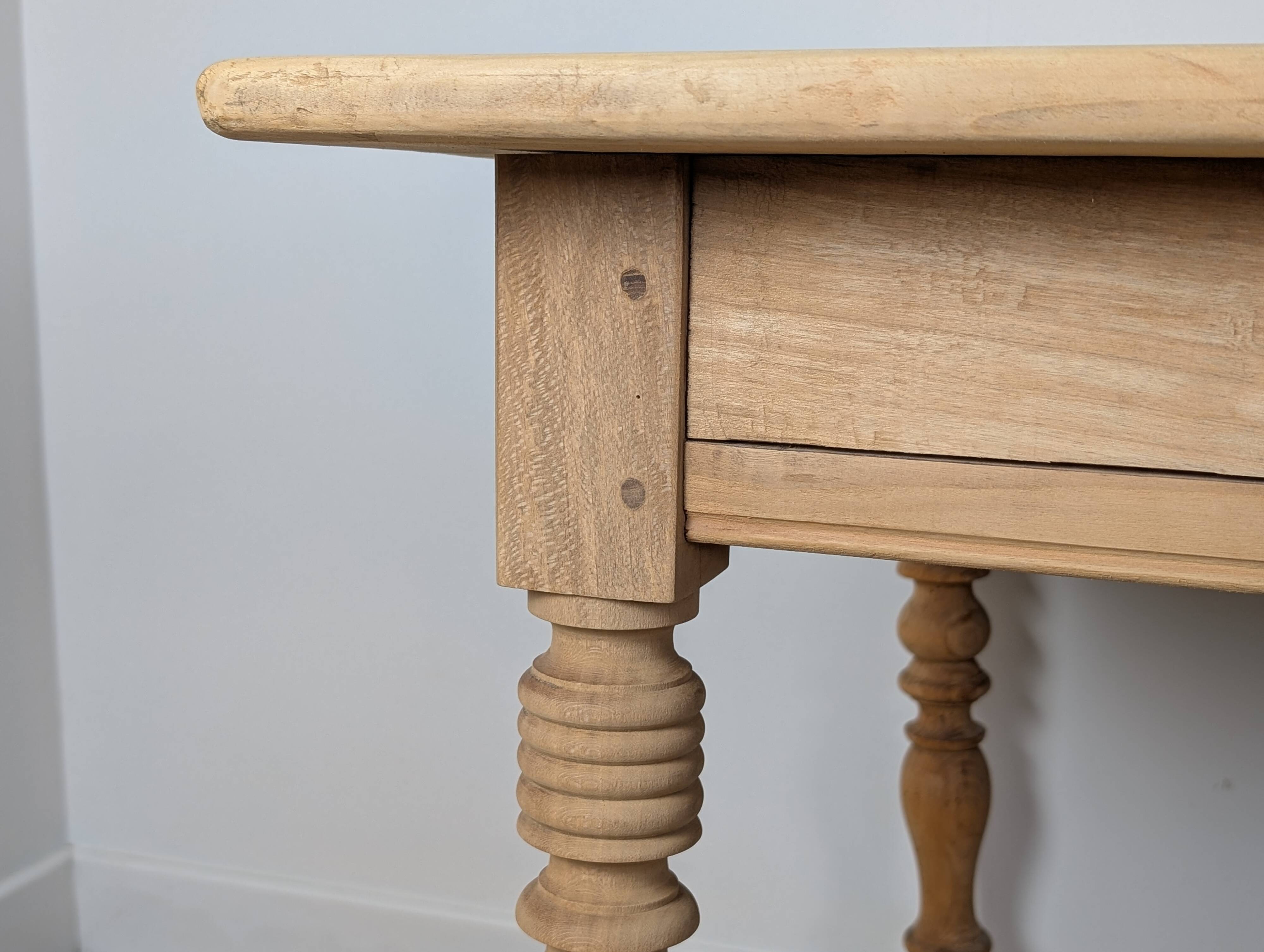 Raw wood farmhouse table