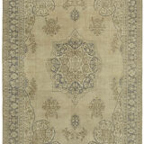 Hand-knotted persian vintage 1970s 250 cm x 364 cm beige wool carpet