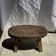 Small stool or small oval side table in solid teak wabi-sabi H24 53