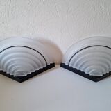 Pair of Italian design wall sconces in glass, art deco style.