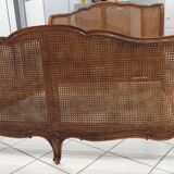 Louis XV style double cane basket bed, mid-20th century