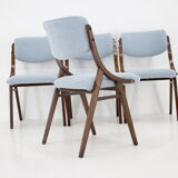 1960s Set of Four TON Beech Bentwood Dining Chairs in Bouclé, Czechoslovakia