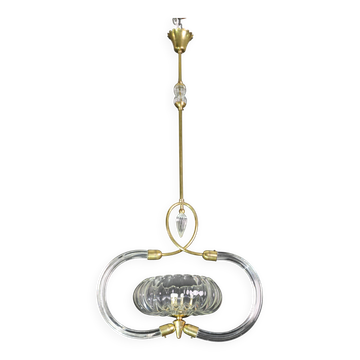 Incroyable lustre en verre Murano clair Art Déco par Seguso, années 1940.