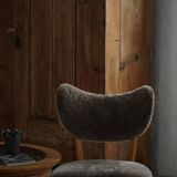 Danish chair from the mid-20th century, dining/office chair in lamb's wool, Eva Koppel, 1950s.